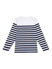 U.S. Polo Assn. Blue Regular Fit Womens Slub Stripe V-Neck 100% Cotton T-Shirt - Image 6 of 7