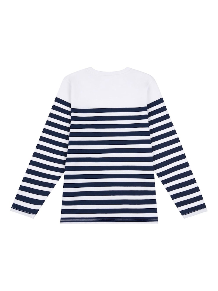 US Polo Assn. T-shirt coupe standard femme à col en V rayé et col en V 100% coton - Image 6 of 7