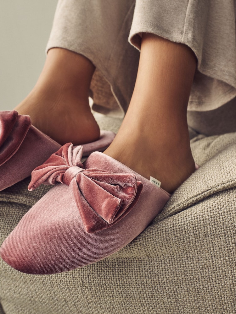 Pink - Velour Bow Mule Slippers - Bild 7 von 7 Pink - Velour Bow Mule Slippers - Bild 7 von 7