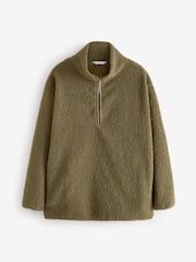 Olive Vihreä - Teddy Teddykangas Cozy Longline Quarter vetoketjullinen fleece - Kuva 5 / 7
