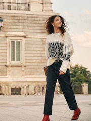 Cream Fairisle Pattern Fringe Tassel Knitted Jumper - Image 3 of 8