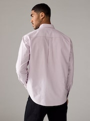 Pink Stripe Oxford Long Sleeve 100% Cotton Shirt - Image 3 of 9