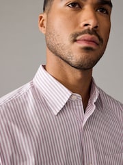 Pink Stripe Oxford Long Sleeve 100% Cotton Shirt - Image 5 of 9