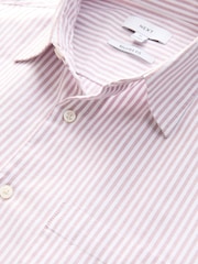 Pink Stripe Oxford Long Sleeve 100% Cotton Shirt - Image 8 of 9