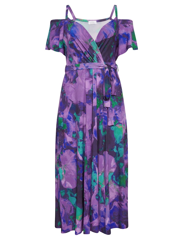 Lila - Yours Curve London Floral Bardot Maxi Dress - Bild 4 von 4 Lila - Yours Curve London Floral Bardot Maxi Dress - Bild 4 von 4
