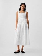 Gap White DÔEN Eyelet Midi Dress - Image 1 of 5