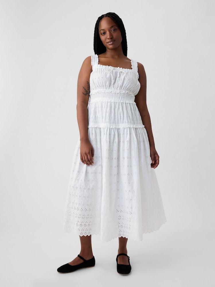 Gap White DÔEN Eyelet Midi Dress - Image 5 of 5