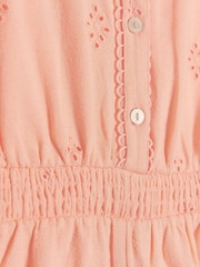 River Island Pink Girls Coral Linen Cutwork Playsuit - Image 3 of 3