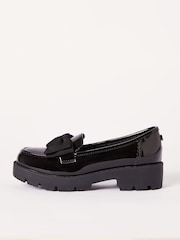 Lipsy Black Faux Leather Chunky Bow Slip on Loafer School Shoe - Image 2 of 4