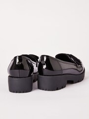 Lipsy Black Faux Leather Chunky Bow Slip on Loafer School Shoe - Image 4 of 4