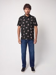 Black Neon Tree Christmas Print Polo Shirt - Image 2 of 8