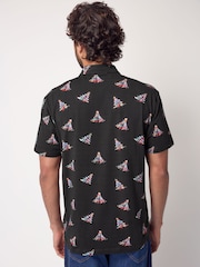 Black Neon Tree Christmas Print Polo Shirt - Image 3 of 8
