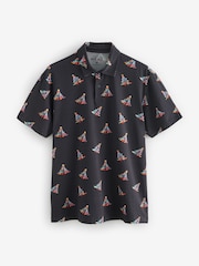 Black Neon Tree Christmas Print Polo Shirt - Image 7 of 8