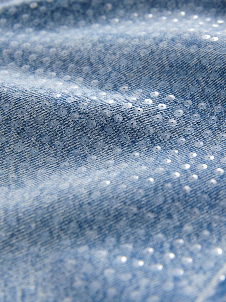 Mittelblau - Weit geschnittene Jeans mit Paillettenverzierung aus 100 % Baumwolle - Bild 7 von 7 Mittelblau - Weit geschnittene Jeans mit Paillettenverzierung aus 100 % Baumwolle - Bild 7 von 7