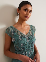 Phase Eight Green Evonne Beaded Maxi Dress - Image 6 of 7