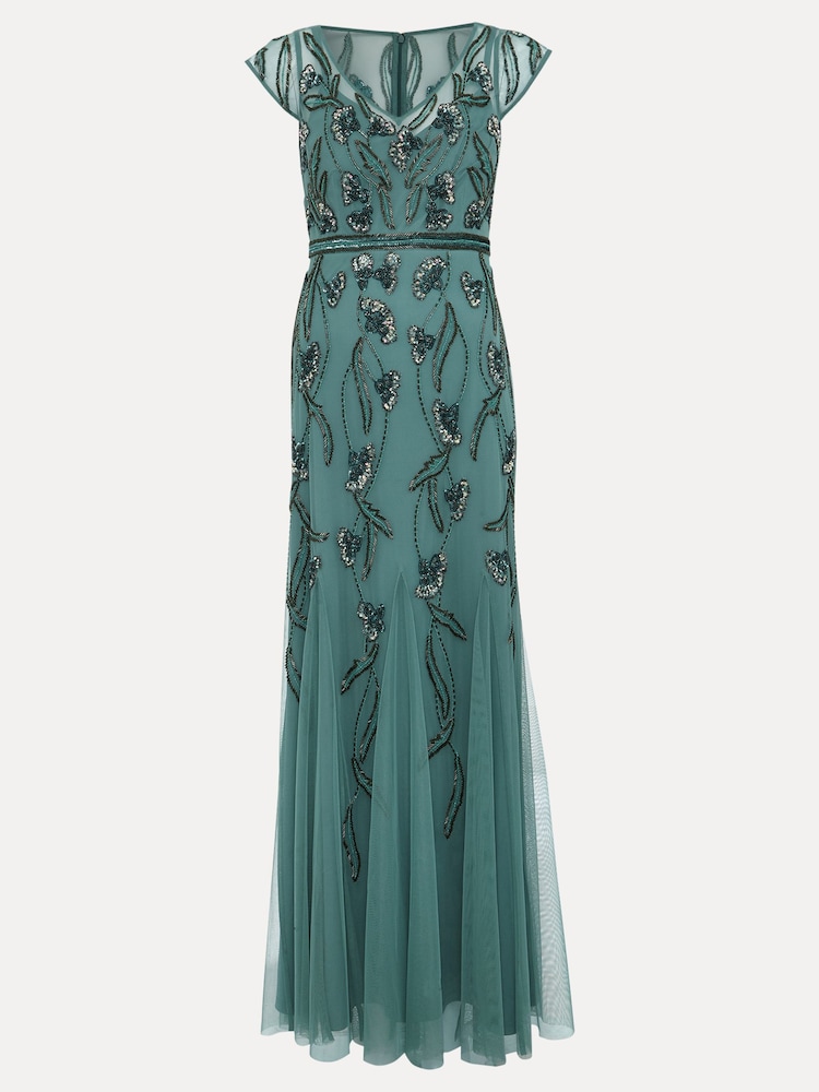 Phase Eight Green Evonne Beaded Maxi Dress - Image 7 of 7