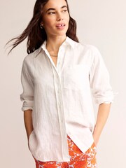 Boden White Petite Connie Linen Shirt - Image 1 of 5