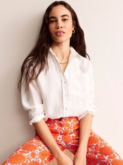 Boden White Petite Connie Linen Shirt - Image 4 of 5