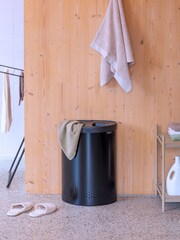 Brabantia Matt Black Laundry Bin 55L Selector Plastic Lid - Image 1 of 6