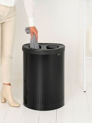 Brabantia Matt Black Laundry Bin 55L Selector Plastic Lid - Image 2 of 6