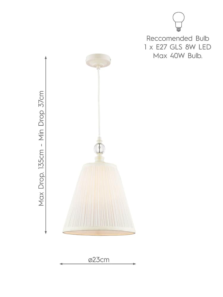 Laura Ashley Cream Ellis Pendant Ceiling Light - Image 6 of 6 Laura Ashley Cream Ellis Pendant Ceiling Light - Image 6 of 6