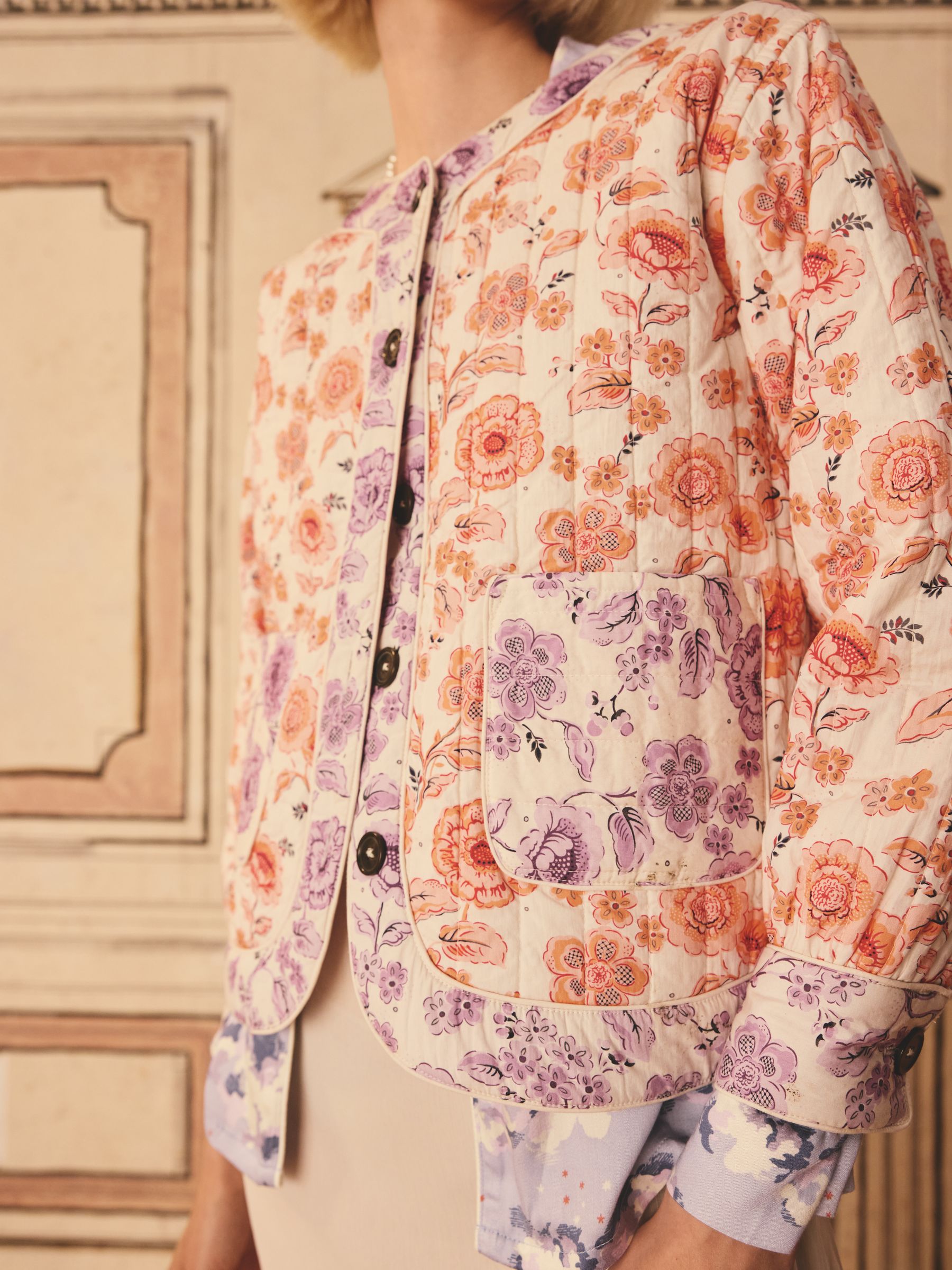 Oryndra | Charming Floral Quilted Jacket for Women