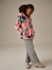 Grey/Pink Floral Borg Fleece Hooded Jacket (3-16yrs) - Image 4 of 9