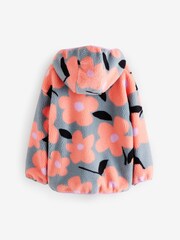 Grey/Pink Floral Borg Fleece Hooded Jacket (3-16yrs) - Image 6 of 9