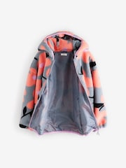 Grey/Pink Floral Borg Fleece Hooded Jacket (3-16yrs) - Image 7 of 9