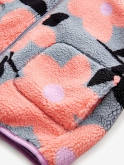 Grey/Pink Floral Borg Fleece Hooded Jacket (3-16yrs) - Image 8 of 9