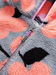 Grey/Pink Floral Borg Fleece Hooded Jacket (3-16yrs) - Image 9 of 9