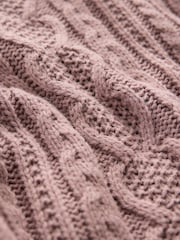 Pink Blush Denim Shirt Layer Cable Knitted Jumper - Image 9 of 9