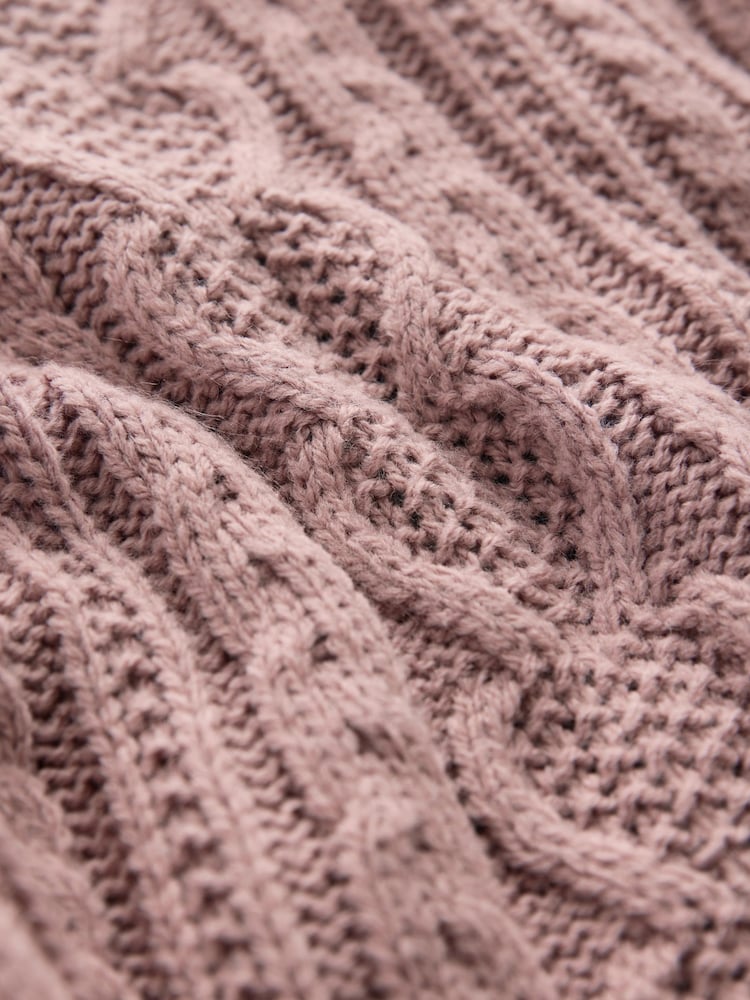 Pink Blush Denim Shirt Layer Cable Knitted Jumper - Image 9 of 9