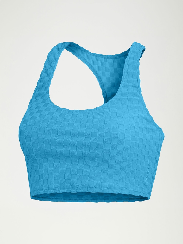 Speedo Blue Terry Crop Bikini Top with UPF50+ Sun Protection - Image 6 of 6 Speedo Blue Terry Crop Bikini Top with UPF50+ Sun Protection - Image 6 of 6