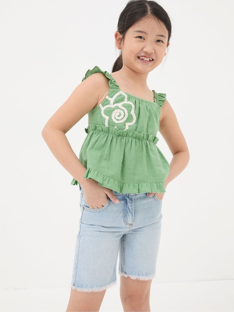 FatFace Green Floral Embroidered Cami Top - Image 1 of 5 FatFace Green Floral Embroidered Cami Top - Image 1 of 5