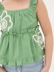 FatFace Green Floral Embroidered Cami Top - Image 4 of 5