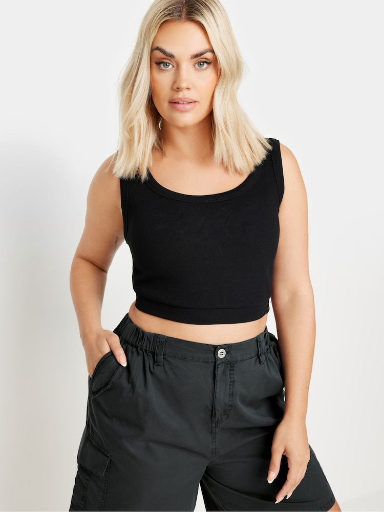 Yours Curve Black 100% Cotton Cargo Shorts - Image 4 of 5