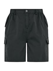 Yours Curve Black 100% Cotton Cargo Shorts - Image 5 of 5