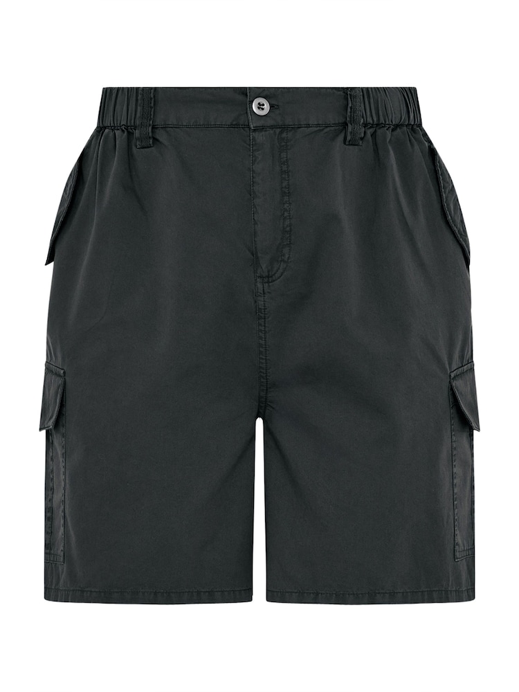 Yours Curve Black 100% Cotton Cargo Shorts - Image 5 of 5