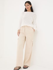 FatFace Carter Natural Cargo Wide Leg Jeans - Image 1 of 5