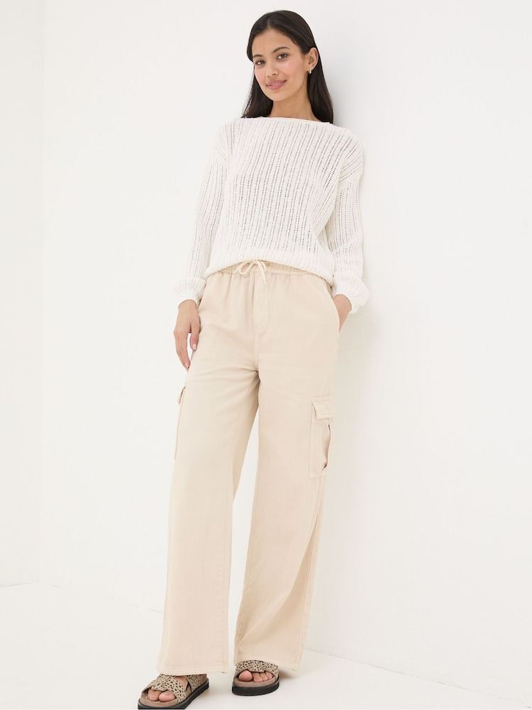 FatFace Carter Natural Cargo Wide Leg Jeans - Image 1 of 5