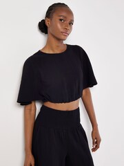 Apricot Black Tetra 100% Cotton Batwing Puff Top - Image 1 of 4