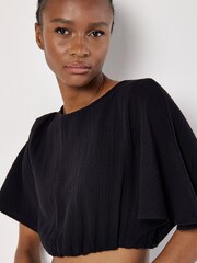 Apricot Black Tetra 100% Cotton Batwing Puff Top - Image 2 of 4