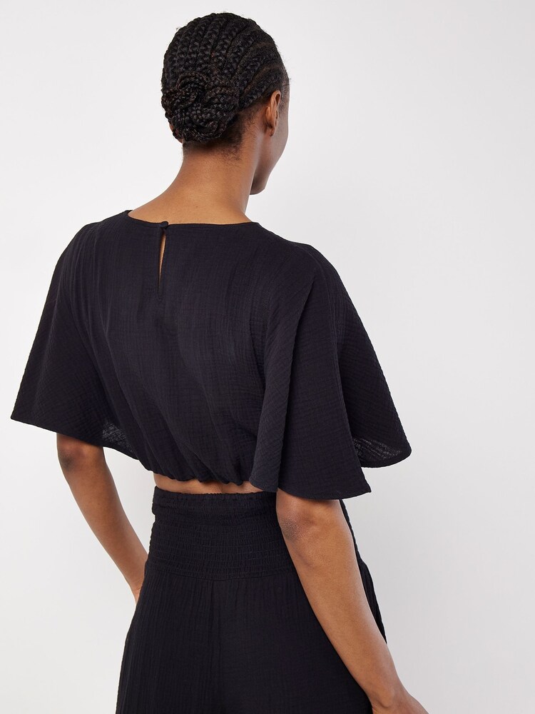 Apricot Black Tetra 100% Cotton Batwing Puff Top - Image 4 of 4