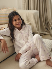Weiß und Violett - Pyjama mit Knopfleiste (6–16 J.) - Bild 4 von 8