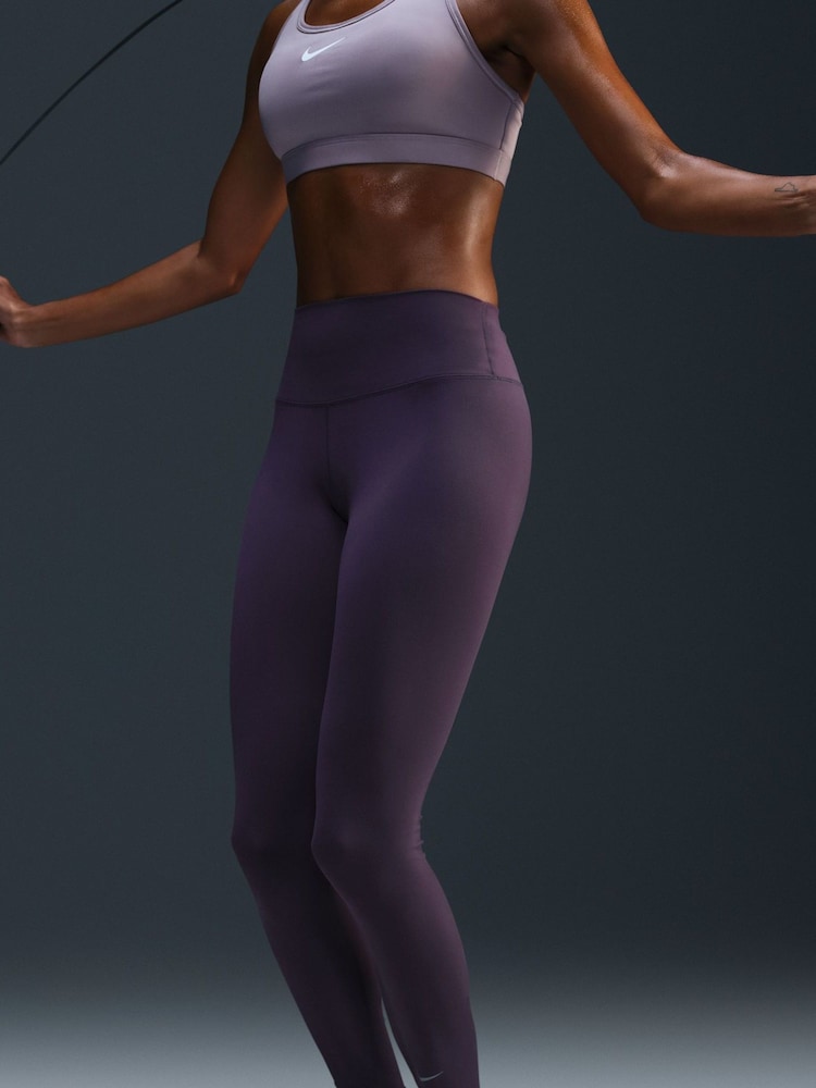 Nike Dark Purple One High Rise Leggings - Image 3 of 5