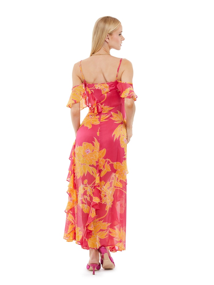 Guess Pink And Orange Floral Print Maxi Dress - Image 2 of 2