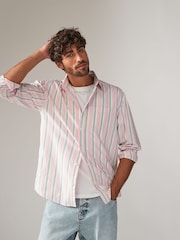 Pink Poplin 100% Cotton Stripe Long Sleeve Shirt - Image 1 of 10