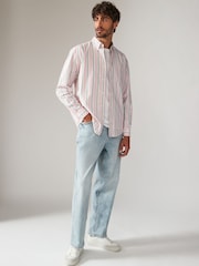 Pink Poplin 100% Cotton Stripe Long Sleeve Shirt - Image 2 of 10