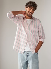 Pink Poplin 100% Cotton Stripe Long Sleeve Shirt - Image 4 of 10
